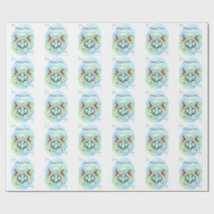 Papel De Presente Cartão de Páscoa em Aquarela Feliz