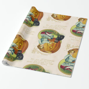 Papel De Presente Cartão do Dia das Bruxas do vintage