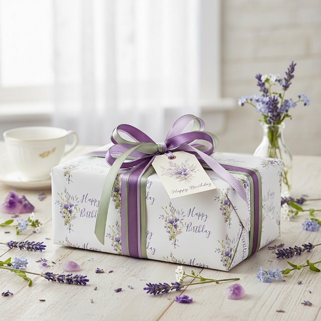 Papel De Presente Cartão personalizado com spray floral roxo (Criador carregado)