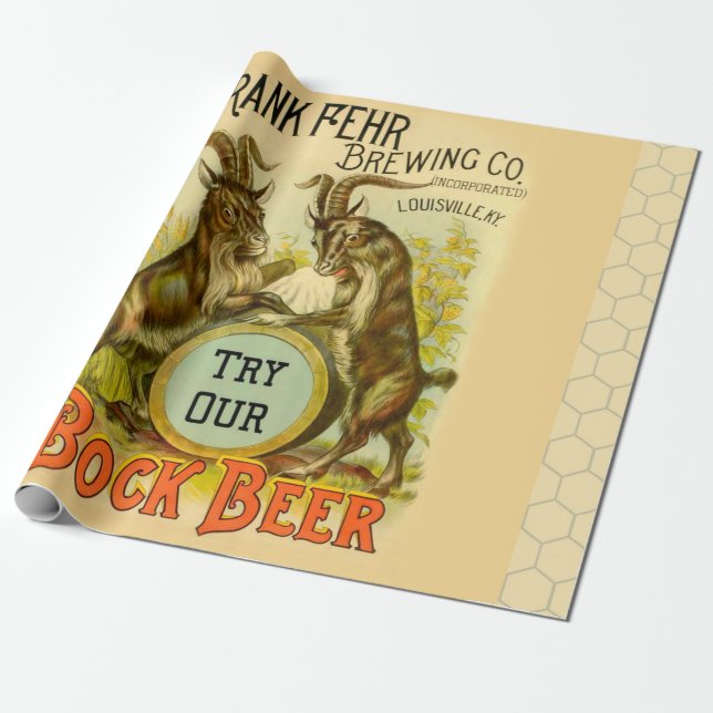 Papel De Presente Cartaz de Cerveja Bock Vintage: Antigo Salão de Bo (Desenrolado)