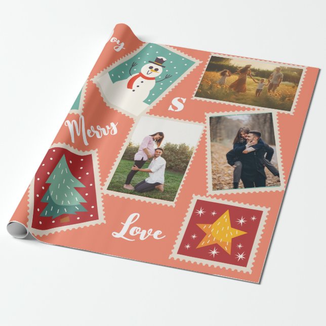 Papel De Presente Cartaz de Natal Foto Personalizada Engraçada (Desenrolado)