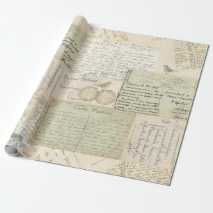 Papel De Presente Carte Postale Postmark Bird Vintage Wrappaper