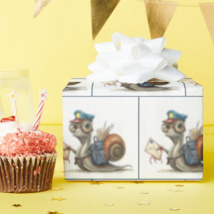 Papel De Presente Carteiro-Caracol Enviando Correio