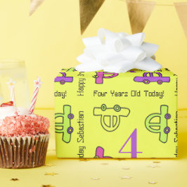 Papel De Presente Cartões Amarelos Quarto Aniversário
