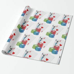 Papel De Presente Cartões Casino Jogo Pôquer Chips Las Vegas