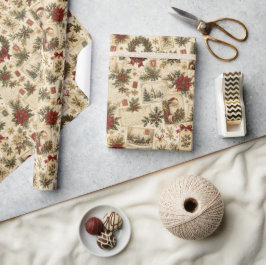 Papel De Presente Cartões Postais de Natal Vitorianos Antigos