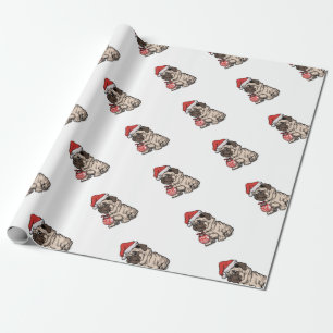 Papel De Presente Cartografia de chapéu bonitinho de Natal Pug