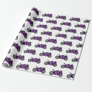 Papel De Presente Cartografia de motocicletas de esporte roxo