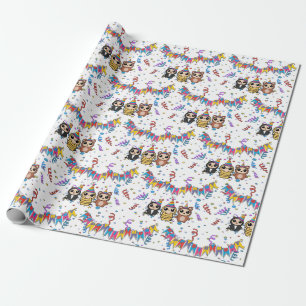 Papel De Presente Cartoon Animal Birthday Wrappaper Presente Bonit