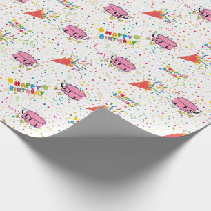 Papel De Presente Cartoon Birthday Celebration Wrapper Paper