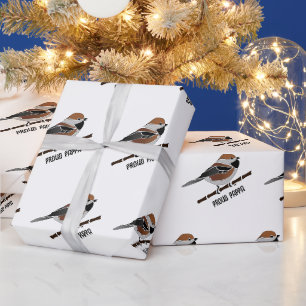 Papel De Presente Cartoon Boreal Chickadee Bird Adorável