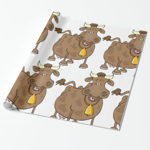 Papel De Presente Cartoon Brown Cow