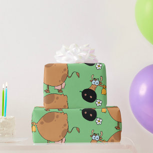 Papel De Presente Cartoon Brown Cow