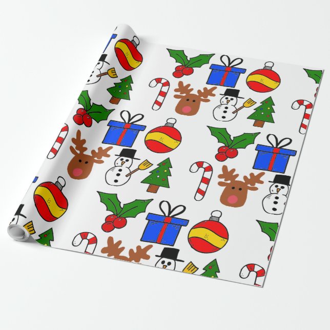 Papel De Presente Cartoon Christmas Wraping Paper (Desenrolado)