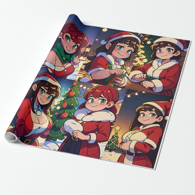 Papel De Presente Cartoon Christmas Wraping Paper (Desenrolado)