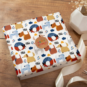 Papel De Presente Cartoon colorido doodes de cachorro fofos loucos