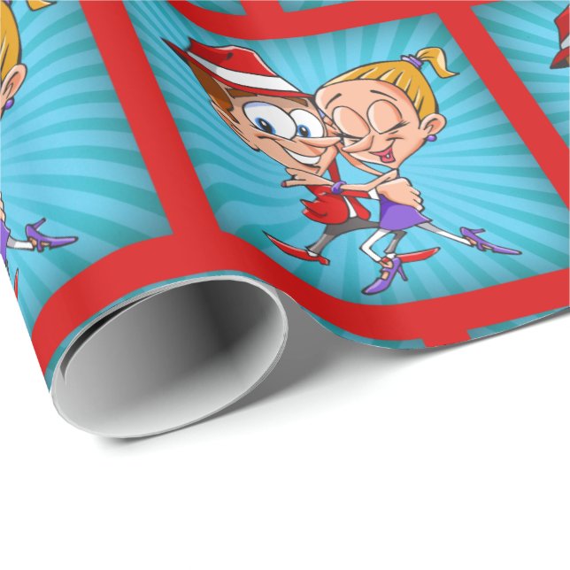 Papel De Presente Cartoon Dancers Gift Wrapper paper (Ponta do rolo)