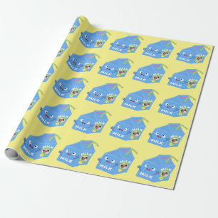 Papel De Presente Cartoon de cartonagem de leite feliz e bonito