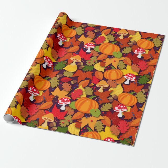 Papel De Presente Cartoon de Fall Forest Floor (Desenrolado)