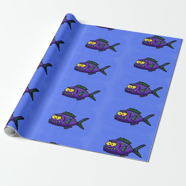 Papel De Presente Cartoon de peixe Piranha (Desenrolado)