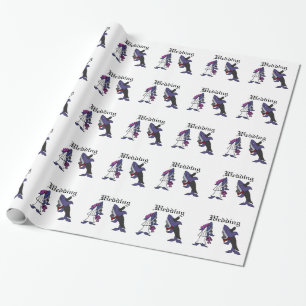 Papel De Presente Cartoon Engraçado Noiva de Tubarão e Casamento de