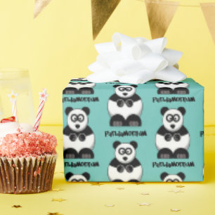 Papel De Presente Cartoon Engraçado Pandamónio Panda, Um Belo Estres