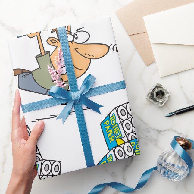 Papel De Presente Cartoon Engraçado Pânico Comprando Papel de Banhei (Criador carregado)