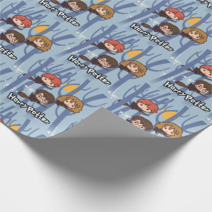 Papel De Presente Cartoon Harry, Ron E Hermione Voando Em Woods