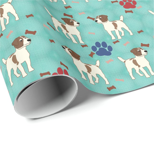 Papel De Presente Cartoon Jack Russell Terrier (Ponta do rolo)