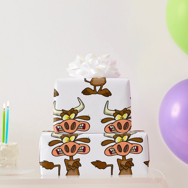 Papel De Presente Cartoon Mad Cow (Criador carregado)