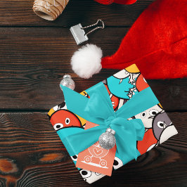 Papel De Presente Cartoon Monstro de Portas Multicolores