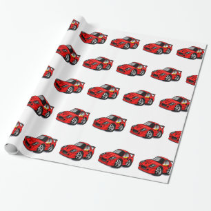 Papel De Presente Cartoon vermelho de supercarro - Escolha a cor de