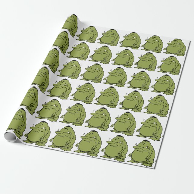 Papel De Presente Cartum Engraçado Troll Verde Ogre (Desenrolado)