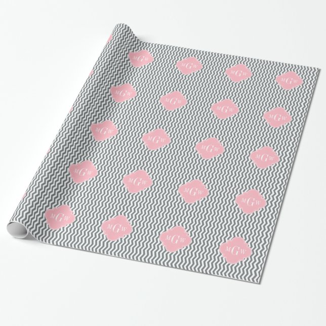 Papel De Presente Carvões Finos Quatrefoil Rosa Quatrefoil 3 Monogra (Desenrolado)
