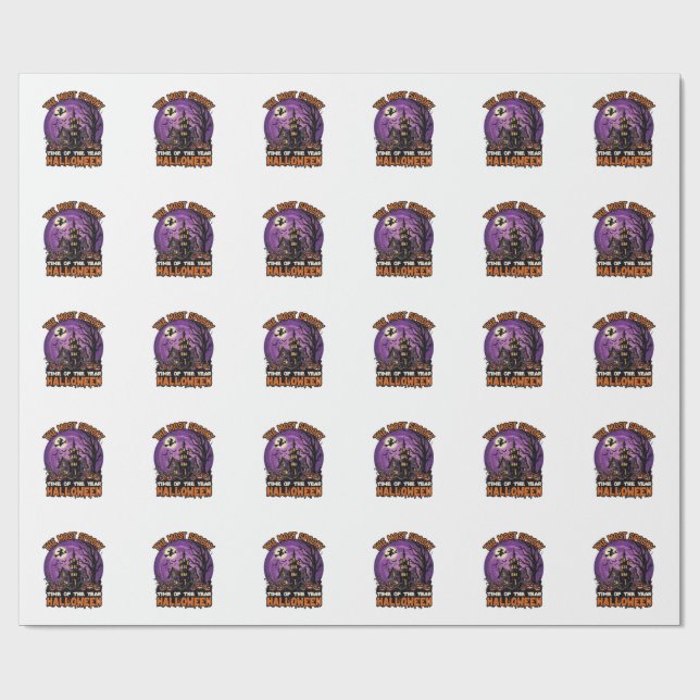 Papel De Presente Casa Assombrada de Halloween Mais Assustadora Brux (Aberto)