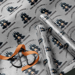 Papel De Presente Casa Assombrada Vitoriana Gótica Feliz Halloween