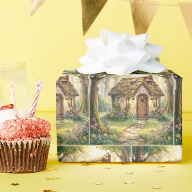 Papel De Presente Casa de Aquarela Caprichosa (Festa de aniversário)