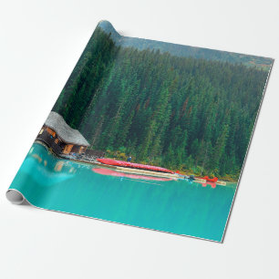 Papel De Presente Casa de barco pelo lago Louise no Parque Nacional