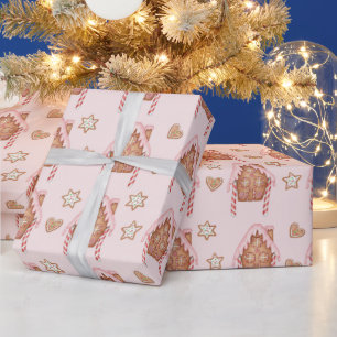 Papel De Presente Casa de Biscoito de Gengibre & Biscoito de Natal