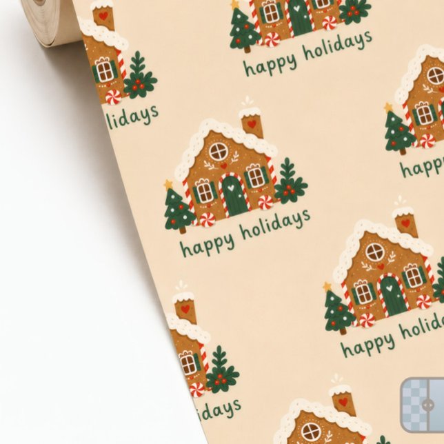 Papel De Presente Casa de Biscoito de Gengibre Caprichosa Feliz Nata (Criador carregado)