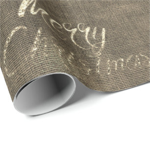 Papel De Presente Casa de campo Dourado de linho de serapilheira do