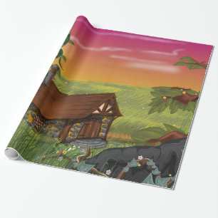 Papel De Presente Casa de Contos de Fadas Cartoon