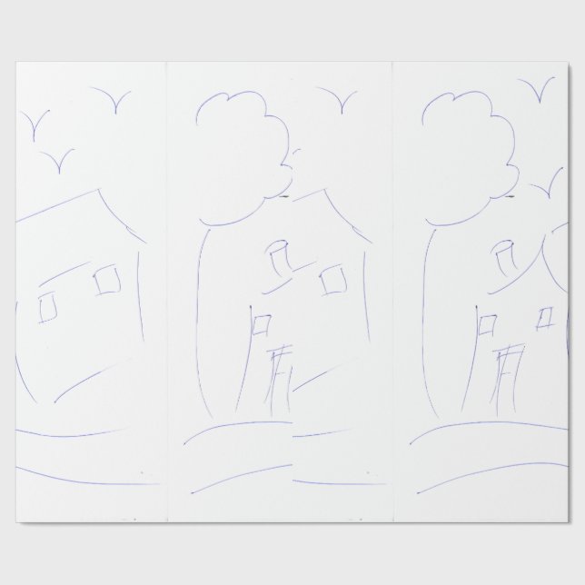 PAPEL DE PRESENTE CASA DE DESENHO DE MÃO (Barra)