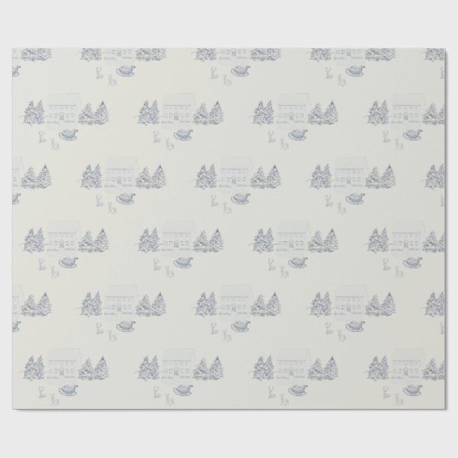 Papel De Presente Casa de Natal Aconchegante da Nova Inglaterra (Peq (Aberto)