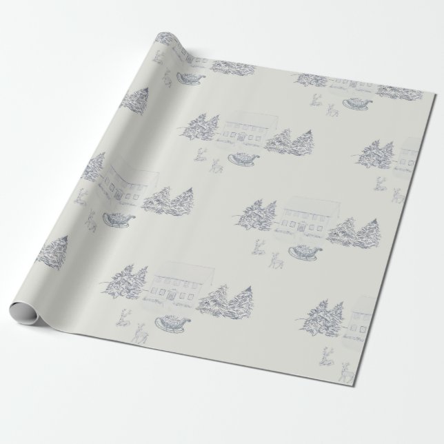 Papel De Presente Casa de Natal Aconchegante na Nova Inglaterra (Desenrolado)