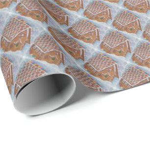 Papel De Presente Casa de pão-de-espécie do Natal