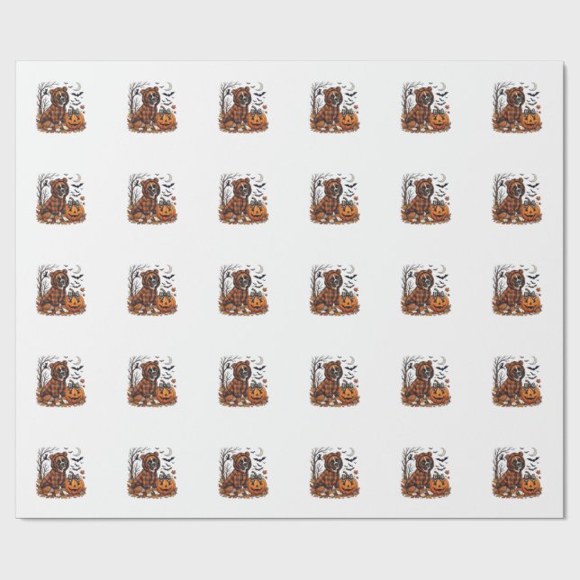 Papel De Presente Casaco com Capuz Xadrez de Cachorro Boxer Hallowee (Aberto)