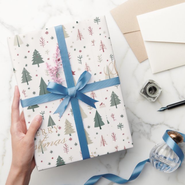 Papel De Presente Casado Natal de Pinheiro Elegante (Presentear)