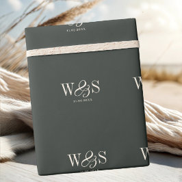 Papel De Presente Casais de noivos com iniciais de ébano elegante