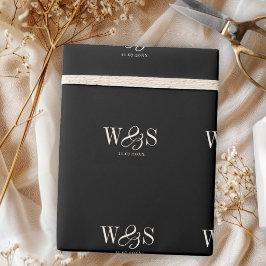 Papel De Presente Casais de noivos com inicial preta elegante